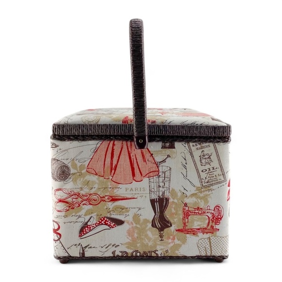 Large Rectangle Sewing Basket with Pincushion 15"x10"x 8" - Picture 4 of 6